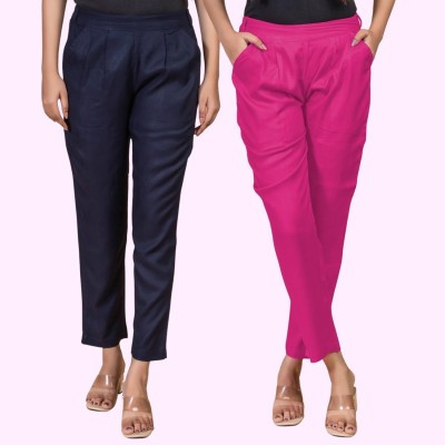 SAAV Regular Fit Women Dark Blue, Pink Trousers