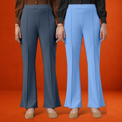 Anitafashion Loose Fit Women Grey, Light Blue Trousers