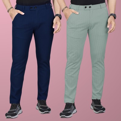 GIBBONTE Regular Fit Men Light Green, Blue Trousers