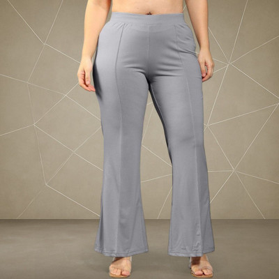 HouseOfCommon Comfort Fit, Regular Fit Women Grey Trousers