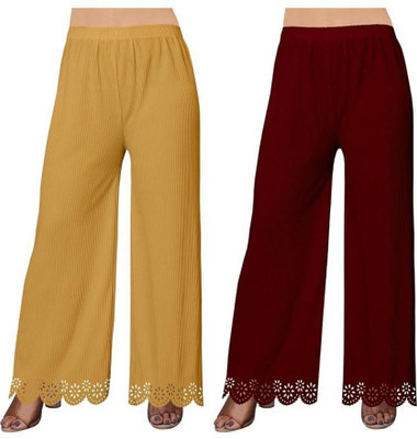ALKASWAA CLOTHING Flared Women Beige, Maroon Trousers