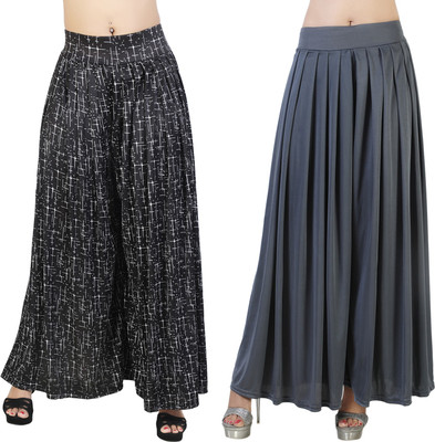 Fashion Bazaar Flared Women Black, Grey Trousers