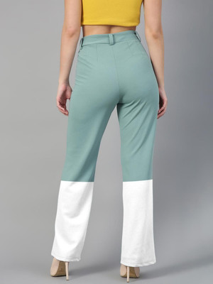 KOTTY Regular Fit Women Green, White Trousers