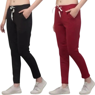 IKIS Comfort Fit Women Black, Red Trousers