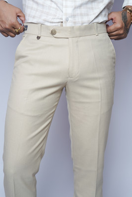 MoorXmoro Straight Fit Men Beige Trousers