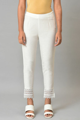 W Slim Fit Women White Trousers