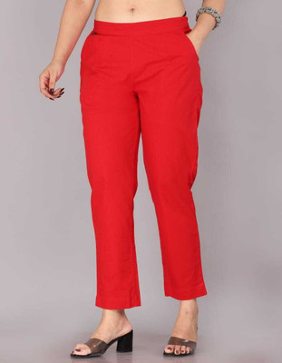 Aviigatt Regular Fit Women Red Trousers