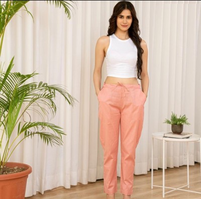 Outerwear Regular Fit Women Pink Trousers