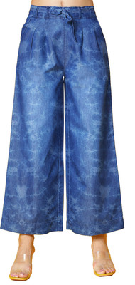 NOVIO Flared Women Dark Blue Trousers