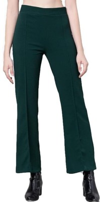 METRONAUT Regular Fit Women Cotton Blend Dark Green Trousers