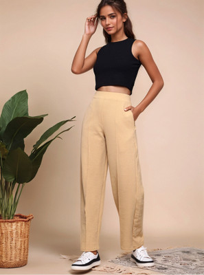 Mast & Harbour Regular Fit Women Beige Trousers