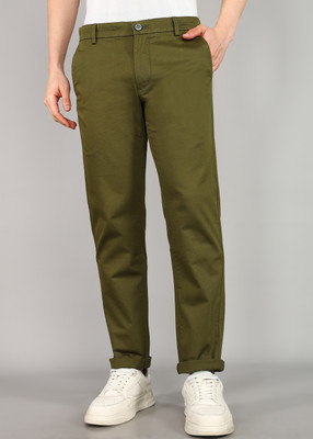 Arrow Sport Slim Fit Men Dark Green Trousers