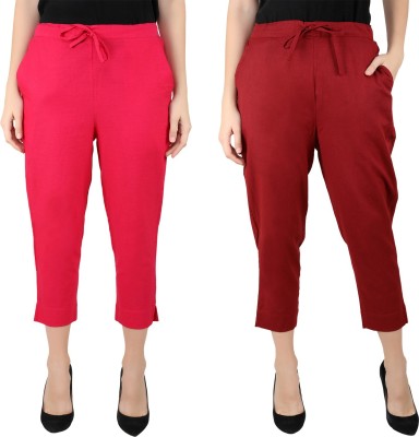 Me Craft Regular Fit Women Pink, Maroon Trousers