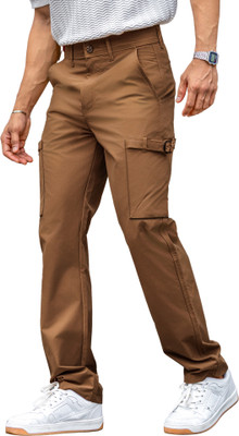 MANIAC Regular Fit Men Khaki Trousers