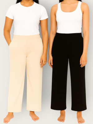 EpicDesigns Comfort Fit Women Beige, Black Trousers