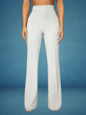 lookskky Loose Fit Women White Trousers