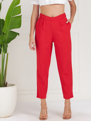 ATHENA Regular Fit Women Red Trousers