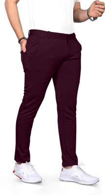 BAPASITARAM ENTERPRISE Slim Fit Men Maroon Trousers