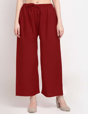 GOODZHUB Regular Fit Women Maroon Trousers