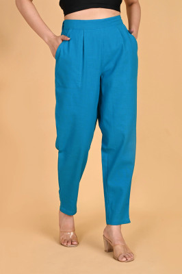 Moirai Regular Fit Women Light Blue Trousers