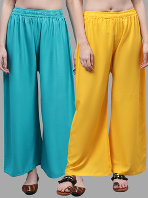 VALLES365 by S.c. Flared Women Yellow, Blue Trousers