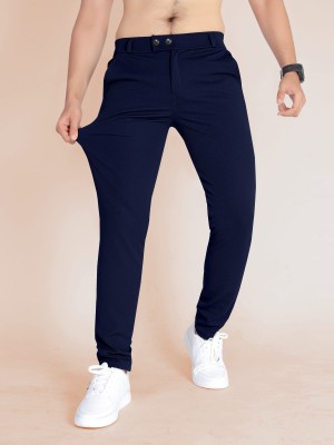 METRONAUT Slim Fit Men Lycra Blend Dark Blue Trousers