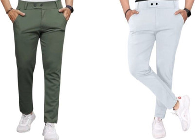 ADVIK FASHION HUB Slim Fit, Comfort Fit Men Light Green, Grey Trousers