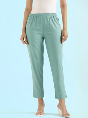 GO COLORS Relaxed Women Green Trousers