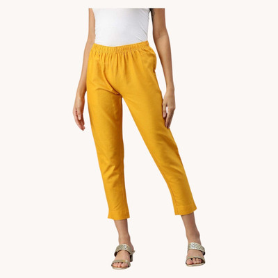 High Glitz Regular Fit Women Yellow Trousers