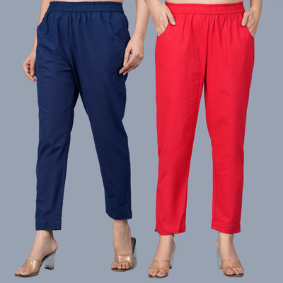 HouseOfCommon Regular Fit Women Dark Blue, Red Trousers