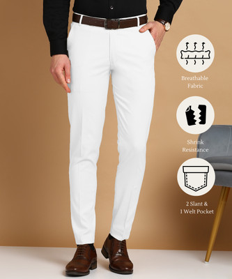 STREETVIBES Regular Fit Men White Trousers