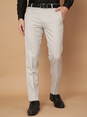 CYPHUS Slim Fit Men Cream Trousers