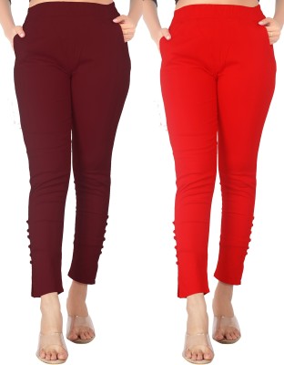 JNK18 Slim Fit Women Maroon, Red Trousers