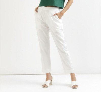 M Rani Regular Fit Women White Trousers