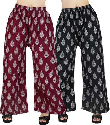 HouseOfCommon Flared Women Maroon, Black Trousers