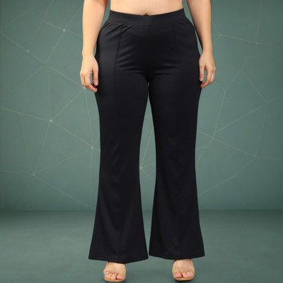 Looksky Loose Fit Women Black Trousers