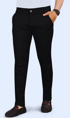 Shreyannk Regular Fit Men Black Trousers