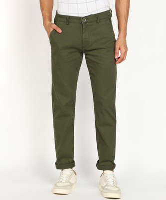 PETER ENGLAND Slim Fit Men Dark Green Trousers