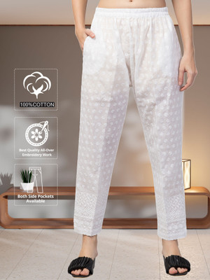 FamBee Relaxed Women White Trousers
