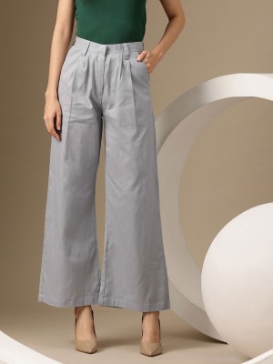 CHEMISTRY Flared Women Grey Trousers