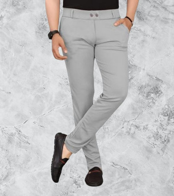 CIVIRASTTYLE Slim Fit Men Black Trousers
