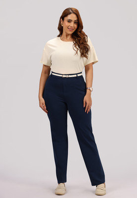 BlissClub Straight Fit Women Blue Trousers