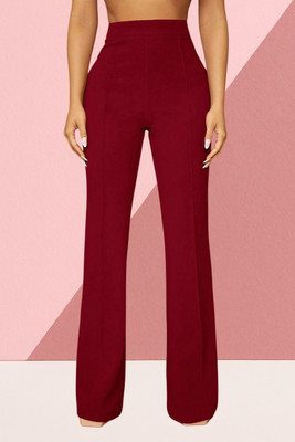 AKOTTY Comfort Fit, Regular Fit Women Maroon Trousers