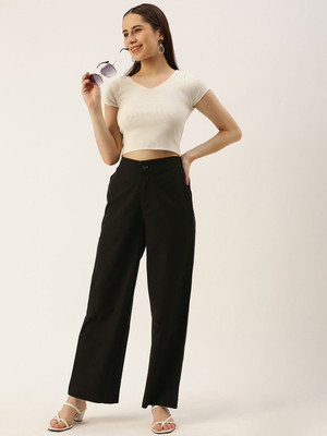 VYMO Regular Fit Women Black Trousers