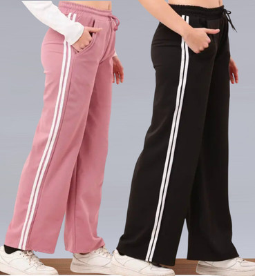 Krishna Enterprises Striped Women Pink, Black Track Pants
