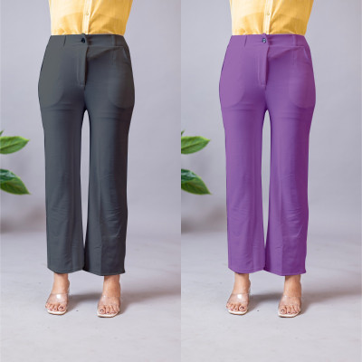 High Glitz Regular Fit Women Grey, Purple Trousers