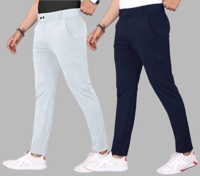 We Perfect Slim Fit Men Grey, Blue Trousers