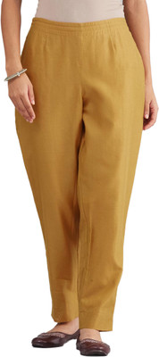 Fabindia Regular Fit Women Yellow Trousers