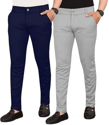 KENDORE Regular Fit Men Dark Blue, Silver Trousers