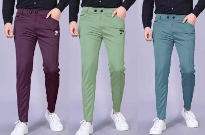 K.K Garment Regular Fit Men Light Green, Purple, Blue Trousers